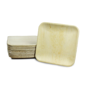 bamboo plates square stack 8 inch