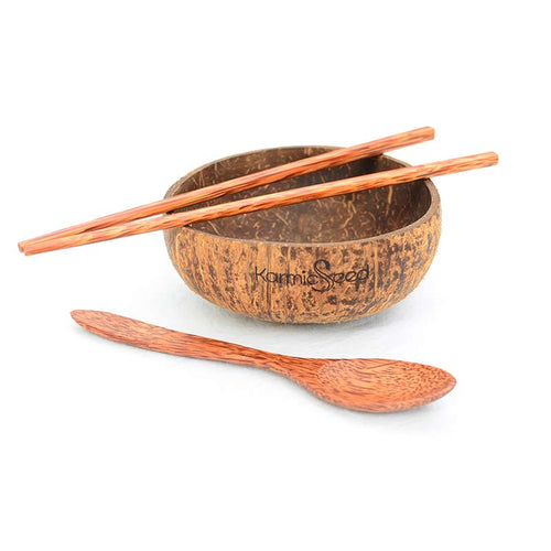 oconut Bowl Set, Handmade (1 bowl, 1 spoon & 1 chopstick)